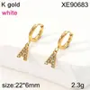 Pendiente de Letra Completa de Diamante PVD Dorado Acero de Titanio Pendientes Nicho Europeo y Americano Lujo Ligero Circonita Incrustada Ear Cuff Mujer Transfronterizo
