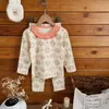 Pijama de algodón puro con estampado floral y Lycra, sin costuras, para niños y niñas, para primavera y otoño. Conjunto de ropa para el hogar estilo bosque, para niños y niñas.