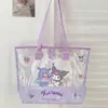 Bolsa Tote Transparente Oficial Sanrio, Bolsa de Ombro de PVC Transparente, Bolsa de Gelatina de Grande Capacidade, Bolsa de Mão para o Dia a Dia do Estudante