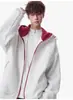 Jaqueta de Baseball Ins Americana com Três Listras para Homem, Outono e Inverno, Forrada com Fleece, Grossa, Resistente, Marca Moderna, Moletom Esportivo Listrado