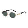 Gafas de Sol Ovaladas de Metal para Mujer Estilo Nuevo, Gafas de Sol de Calle de Moda con Protección Solar, Gafas de Sol Personalizadas Transfronterizas Europeas y Americanas para Mujer