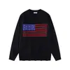 Tejidos de Punto con Estampado de Bandera Retro Americana para Hombres y Mujeres 2025 Nuevas Tendencias Otoño e Invierno Marca Suéteres de Punto Holgados