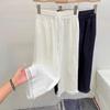 Pantalones Casuales Elásticos de Cintura Alta Versátiles Estilo Coreano Otoño 2026 para Mujer, Pantalones Cropped de Pierna Ancha Simples y Elegantes