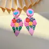 Pendientes de Arcilla Blanda de Pascua Pendientes de Flor Hechos a Mano de Nicho de Gama Alta Pendientes de Flor Exagerados Bohemios