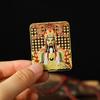 Cabello liso de fábrica cinco maestros manjusri thangka de doble cara manjusri relieve tallado tridimensional relieve incrustado cinco maestros thangka