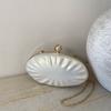 Bolso de Cadena Bolso de Mano para Cena con Perlas Bolso de Hombro Moda Europea y Americana Concha Ovalada Huevo de Ganso Bolso de Mano de Gran Capacidad para Mujer