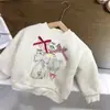Moletom com Forro de Fleece para Meninas Nova Moda Espessado Gola Média Estiloso Versão Coreana Roupa de Inverno para Crianças Pequenas Exportação