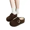 Sapatos de meia-pantufa peludos Baotou para mulheres, novo estilo de inverno, quentes e forrados com fleece, pantufas de algodão de sola grossa, com aumento interno de altura, estilo preguiçoso