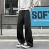 Pantalones de Chándal Grises Florales con Hoja Curva para Hombre Otoño 2025 Nuevos Pantalones Casuales Rectos Sueltos Modernos Pantalones Deportivos Americanos