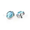 Brincos de Liga de Titânio F136 com Bordas Onduladas, Joias de Cristal Tcheco com Base Plana Envolvida nas Bordas, Joias para Piercing de Titânio G23