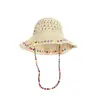 [Lote de Fábrica] Sombrero de Paja de Rafia con Encaje para Mujer Verano Protección Solar Calado Ala Ancha Borde Rizado Sombrero de Playa Estilo Caliente Transfronterizo
