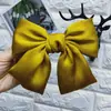 Pinza para el pelo de estilo coreano color vino tinto con lazo grande para la parte trasera de la cabeza, pinza de resorte de satén, pinza superior, accesorios para el pelo lindos y dulces, tocado