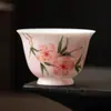 Taza de Té Flor de Durazno Pintada a Mano de Fábrica Rosa Melocotón Cerámica Pequeña Taza de Té para Beber Té de Alto Nivel Set de Té Kung Fu Taza de Maestro Taza Individual