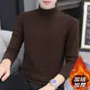Directamente del fabricante, camiseta de manga larga de terciopelo térmico de doble cara para hombre, camiseta interior para otoño e invierno con cuello medio alto, capa interior resistente, top cálido