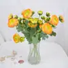 Trasplante de Cabello Artificial para Boda Flor Artificial de Loto de 5 Cabezas Decoración de Mesa para Sala de Estar Flor Falsa de Seda Flor Artificial de Camelia Flockada