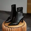 Botines Elegantes de Tacón Alto con Punta Aguda Chuyuji 2026 Otoño Nuevos para Mujer, Botines Chelsea Negros, Botas de Estilo Elegante para Mujer