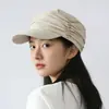 Sombrero de Equitación Plegado Transpirable de Algodón y Lino para Mujer, Primavera, Verano, Otoño, Estilo Artístico, Adelgazante para la Cara, Gorra Newsboy con Visera, Sombrero Versátil de Color Sólido