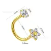 Binkes F136 Aleación de Titanio Dorado Diamante Incrustado Forma de U Perforación de Cartílago Pendiente de Oreja Versátil Anillo de Nariz Anillo de Ombligo Joyería