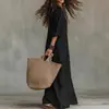 Ropa Nueva de Verano 2026 para Mujer, Vestidos Europeos y Americanos Transfronterizos, Vestido Largo Francés de Color Sólido Elegante de Corte Ajustado