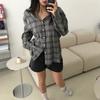 Camisa de Cuadros Holgada Versátil Chic Estilo Coreano 2026 Otoño Nuevo Retro Oversize Manga Larga