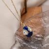 Aogu Europeo y Americano Cobre Chapado en Oro de 18K Zircón Goteo de Aceite Ojo del Diablo Gota de Agua Colgante Cadena Clavícula Nicho Collar Elegante