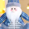 Nueva Decoración de Muñeco Sentado de Navidad Cuadros Azules Hombre Mayor Muñeco de Nieve Muñeco de Tela Adorno de Escritorio