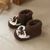 Novas Galochas de Neve Infantis 2025, Sapatos de Algodão Peludos para Meninas, Botas Curtas Quentes para Outono e Inverno com Forro de Lã e Laço, Sola Macia Antiderrapante