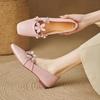 Sapatos Super Macios de Couro de Vaca Flor de Fada, Estilo Rolo de Ovo, Primavera 2025, Flats Mary Jane de Bico Quadrado em Couro Genuíno, Sapatos de Solado Macio Femininos