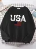 Letras Americanas Bandera Americana Estrellas y Rayas Sudadera con Capucha para Mujer Sudadera Oversize Urbana Personalidad Cálida