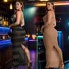 C7075 Transfronterizo Aliexpress Amazon Sitio Independiente Moda Europea y Americana Vestido de Encaje con Pedrería de Tirantes Profundos sin Mangas para Mujer