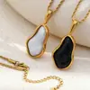 Mengjia Venta Caliente Transfronteriza Collar de Lujo Accesible Acero Inoxidable Chapado en Oro de 18 Quilates Forma de Perla Barroca Imitación Collar con Colgante