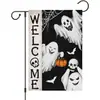 Banderas de jardín de calabaza, fantasma y bruja para Halloween transfronterizas, decoraciones festivas, banderas para el patio, pancartas de bienvenida para la puerta principal