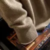 Suéter de Cashmere 100% Jacquard Corrugado Hombro Caído para Hombre Cuello de Gaviota Tejido Pulóver Casual Suéter Cálido Venta al por Mayor