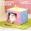 Ninho de feltro para gato de inverno com arranhador, vila integrada para gatos, casa de gato morna semi-fechada, ninho de dormir para gatos com túnel