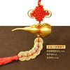 Pingente de Cabaça de Cobre com Nó Chinês Auspicioso para Decoração de Porta, Cabacinha Oca para Boa Sorte e Prosperidade, Ornamento de Porta de Quarto