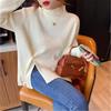 Buena Calidad en stock Nuevo Suéter de Cuello Medio Alto Otoño e Invierno 2024 para Mujer Camisa Básica Holgada Parte Superior de Punto Dividida