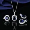 Amazon Comercio Exterior Azul Rojo Amarillo Verde Morado Blanco Piedra Preciosa Zirconia Conjunto de Collar Anillo Pendientes para Mujer