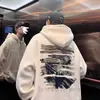 Moletom Oversize High Street Masculino com Capuz Marrom Moderno Americano Outono e Inverno Retrô Veludo Espessado Solto Jaqueta