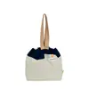 Bolso Cruzado de Nylon con Bloques de Color Estilo Coreano, Casual Artístico con Cordón, Ligero Versátil de Gran Capacidad, Bolso de Mano para Estudiante, Bolso Cubo