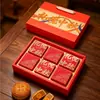 Caja de Empaque para Pastel de Luna de Mediados de Otoño, Caja de Regalo Roja Estilo Chino, de 6 Piezas, de 8 Piezas Caja de Regalo Tradicional, Caja de Regalo para Pasteles de Mediados de Otoño