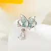 Brinco Henson Borboleta Pingente Gotejamento de Óleo Estilo Coreano Sentido Avançado de Nicho Haste Rosqueada Aço Titânio Perfurante para Osso da Orelha