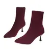 Comercio Exterior Botas Martin Mujer 2026 Otoño Invierno Nuevo Estilo Coreano Moda Punta Fina Tacón Alto Tejido Elástico Adelgazantes Botas Mujer