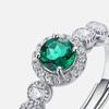 Anillo Abierto Redondo de Esmeralda Cultivada de Alta Venta Transfronteriza con Contorno de Plata S925 y Piedras Preciosas de Colores Cultivadas, Estilo Vintage de Alta Gama