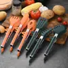 Pinzas de Plástico y Acero Inoxidable para Comida, Tres Líneas Verde y Rojo Anaranjado, Pinzas para Comida de Buffet de Pie y Colgables, Venta al por Mayor