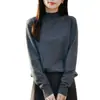 Suéter de punto de estilo maduro moderno transfronterizo con adornos de pedrería, cuello semi-alto, corte holgado adelgazante para mujer, nuevo suéter de invierno grueso y elegante