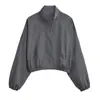 Outono 2024 Novo Casaco Jaqueta Casual ao Ar Livre Estilo Americano Feminino Estilo Spice Girl Curto Solto com Cordão Cardigan Top