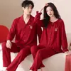 Nuevos pijamas de algodón rojo brillante para mujer, de alta gama, adecuados para el Año del Zodiaco, festivos para recién casados, novias, ropa de casa para Año Nuevo, ropa de invierno para parejas