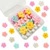 En stock 30 piezas chincheta de flor de color sólido colorida de cinco pétalos flor de durazno decoración de pared clavo en forma de H