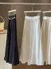 Falda de Tencel Color Albaricoque para Mujer, Nuevo Estilo Verano 2025, Muy Bonita, Delgada, Cintura de Corbata, Cintura Alta, Falda Larga de Corte A Adelgazante