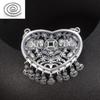 Collar Largo con Borla de Elefante Doble Auspicioso de Plata de 99 Pies para Mujer Estilo Étnico Retro Moneda de Amor Doble Anillo Hueco